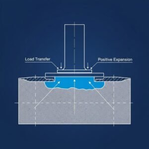Cross Section Diagram Illustrating How Non Shrink Grout Fills Voids Under Structural Load Bearing Plates 300x300