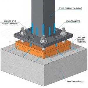 Cross Section Of High Strength Non Shrink Grout Transferring Load From A Steel Column 300x300