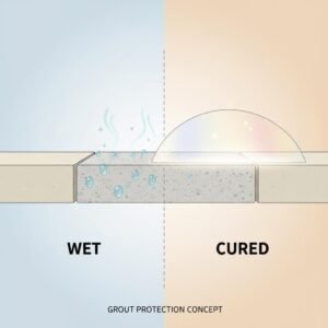 Diagram Comparing Wet Curing Grout Versus Fully Dry And Sealed Grout 300x300