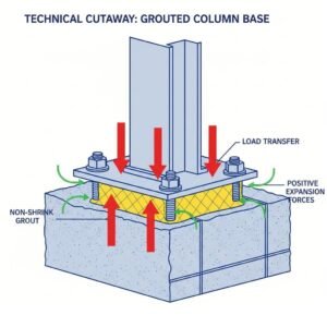 Non Shrink Grout Expands To Fill Voids Under Baseplates Ensuring 100 Load Transfer 300x300