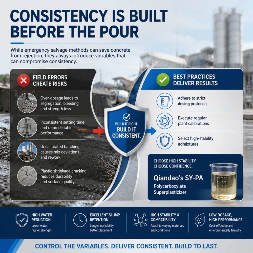 what are the consequences of overdosaging water reducers how to salvage over dosaged concrete in an emergency